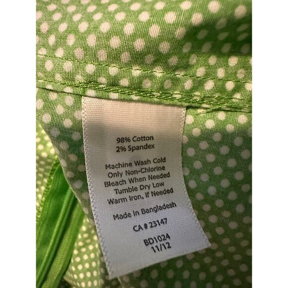 Talbots Top Women’s Size 6 Parrot White Faux Wrap Polka Dot Sleeveless Side Zip - Picture 7 of 7